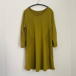 Comfy USA Size M Tunic Top Chartreuse Stretch Lagenlook 3/4 Sleeve